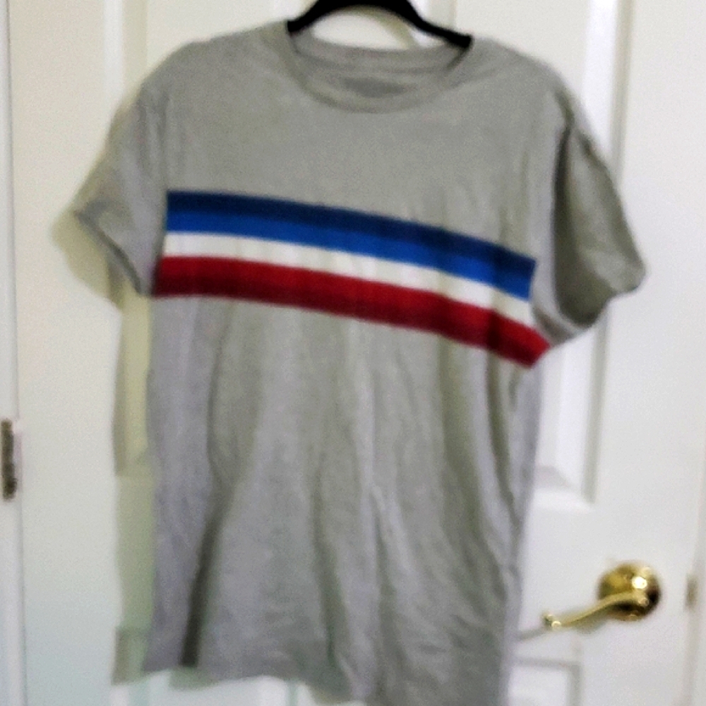AERO Retro Y2K Gray & Stripes Skater Summer Lounging Short Sleeve Shirt S